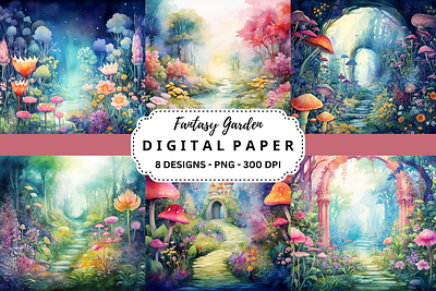 Fantasy Garden Watercolor Background tumbler wrap