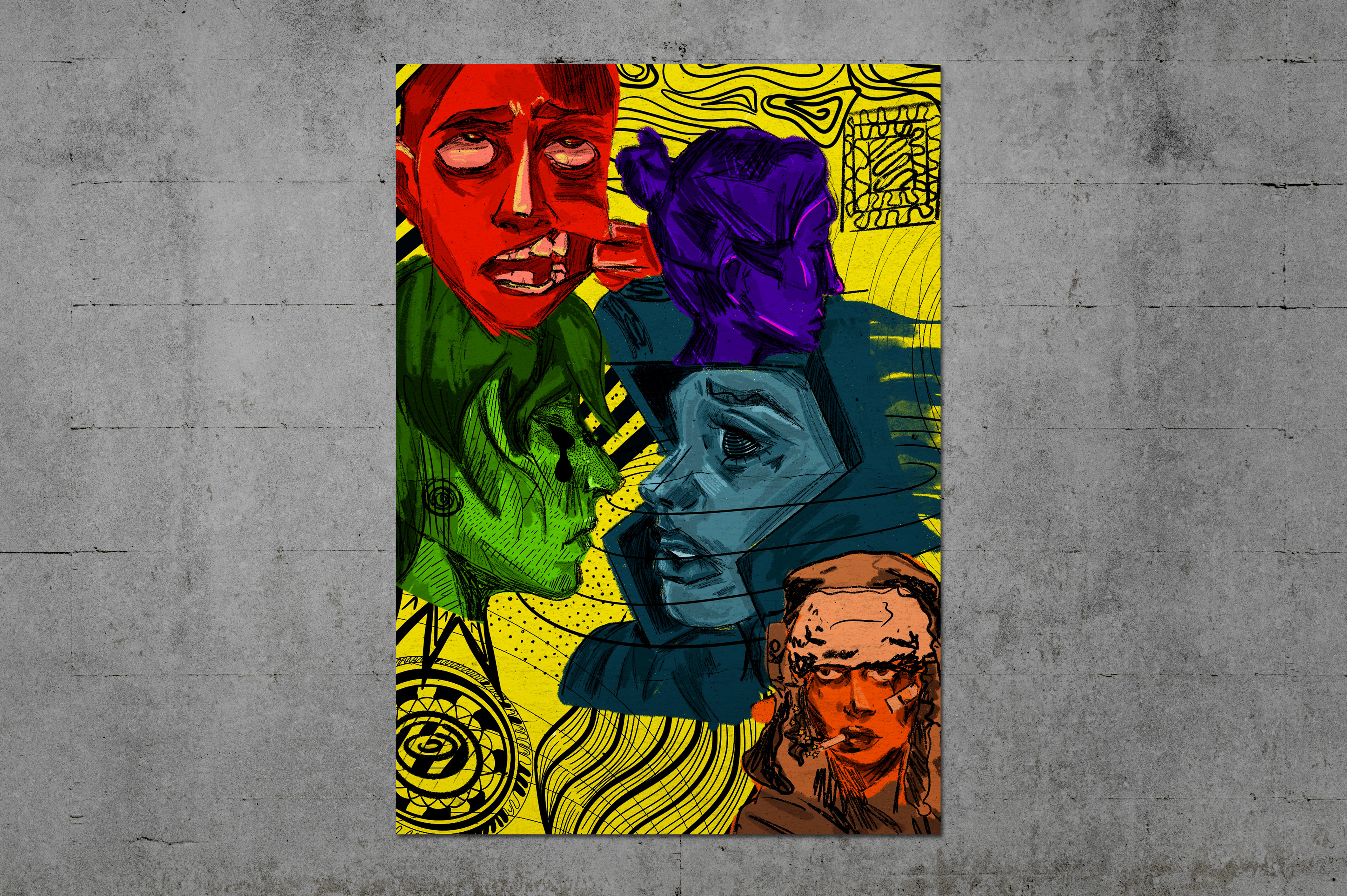 Poster art character character design colourful design drawing forms illustration poster sketch