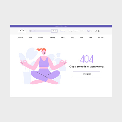 Page 404 404 page colors cosmetics dashboard decorative cosmetics design icon illustration minimal minimalism modern online store product filters typography ui ux vector web webdesign website