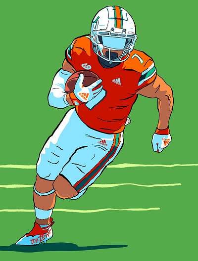 Football Illustration college football football illustration miami hurricanes procreate vector art