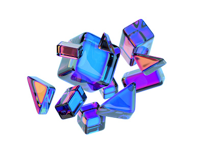 Colorful glass shapes 3d abstract art blender colorful design geometric glass illustration iridescent render shape
