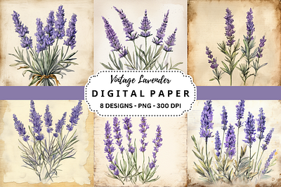 Vintage Lavender Watercolor Background tumbler wrap