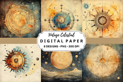 Vintage Celestial Watercolor Background tumbler wrap