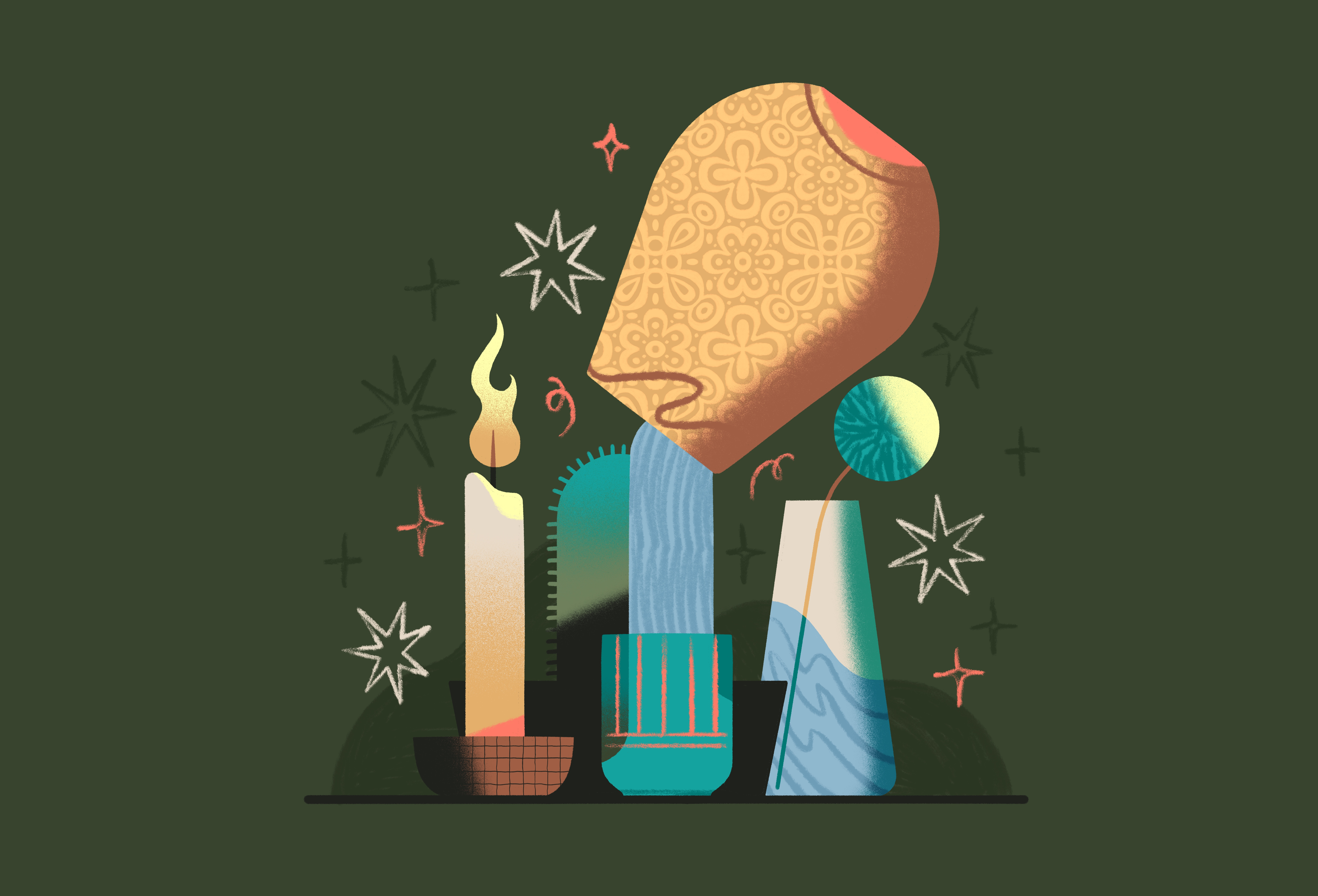 Winter candles & pine cute happy holidays holiday illustration procreate seasonal texture winter
