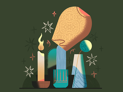 Winter candles & pine cute happy holidays holiday illustration procreate seasonal texture winter