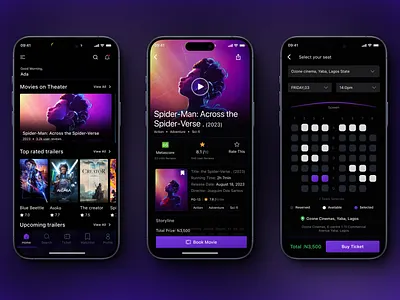 Trailix- A Movie Trailer Booking App booking app cinema mobile app movie trailer ui