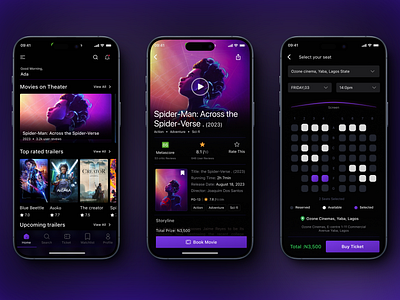 Trailix- A Movie Trailer Booking App booking app cinema mobile app movie trailer ui