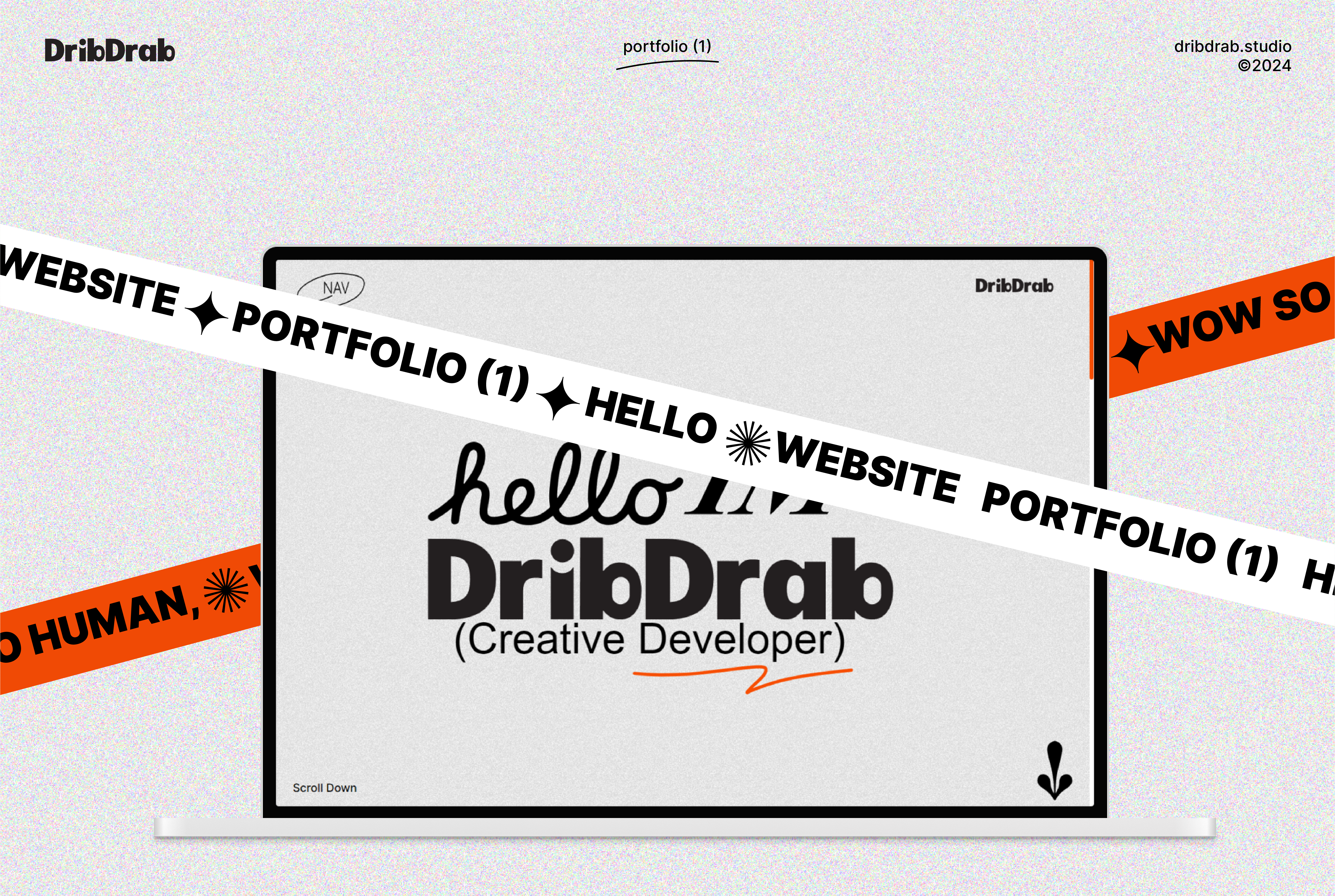 Portfolio (1) about code dribdrab dribdrab.studio floating windows grey industrial orange portfolio ui design user interface ux design web design website website design