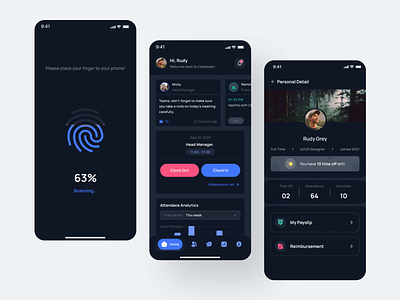 Cekabsen - HR Management Mobile App android animation app app design attendance tracking data data management hr hr app human resource ios iphone mobile mobile app mobile design pixlayer stats ui kit ui8 uxdesign