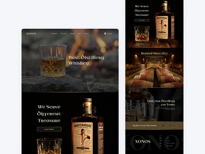 Web Design for Xonos Distillery Whiskey. brand brand identity branding design figma framer graphic design illustration landing page design logo ui ui design ux ux design vector web design webflow website design