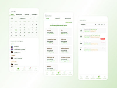 HRMS App app attendance calendar employee hrms leave management onboarding user experience user interface