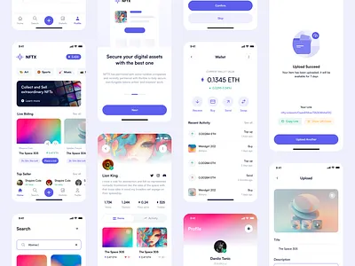 NFTX - NFT Market Mobile App android app app design bitcoin crypto app cryptocurrency digital assets ios iphone mobile mobile app mobile design nft nft app toko design transaction ui ui8 uikit uxdesign