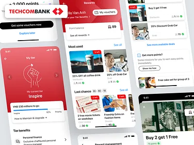 Techcombank Rewards - Loyalty Program app design banking banking app finance loyalty membership techcombank ui ux