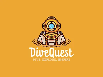 Diver logo cartoon character illustration branding cartoon character cute diver diving helmet illustration logo mascot ocean scuba sea snorkel underwater vector