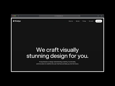 Kretya Website Redesign - Animation agency design agency landing page agency website animation brutalism brutalism design brutalist brutalist design design landing landing page landing page animation principle protopie ui ux web web design website website animation