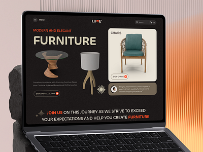 Case Study: LUXE Website Design 2024 branding casestudy chair clean design ecommerce ecommerce website furniture furniture store furniture website landing page minimal onlineshopping shopping ui uiux user interface web website