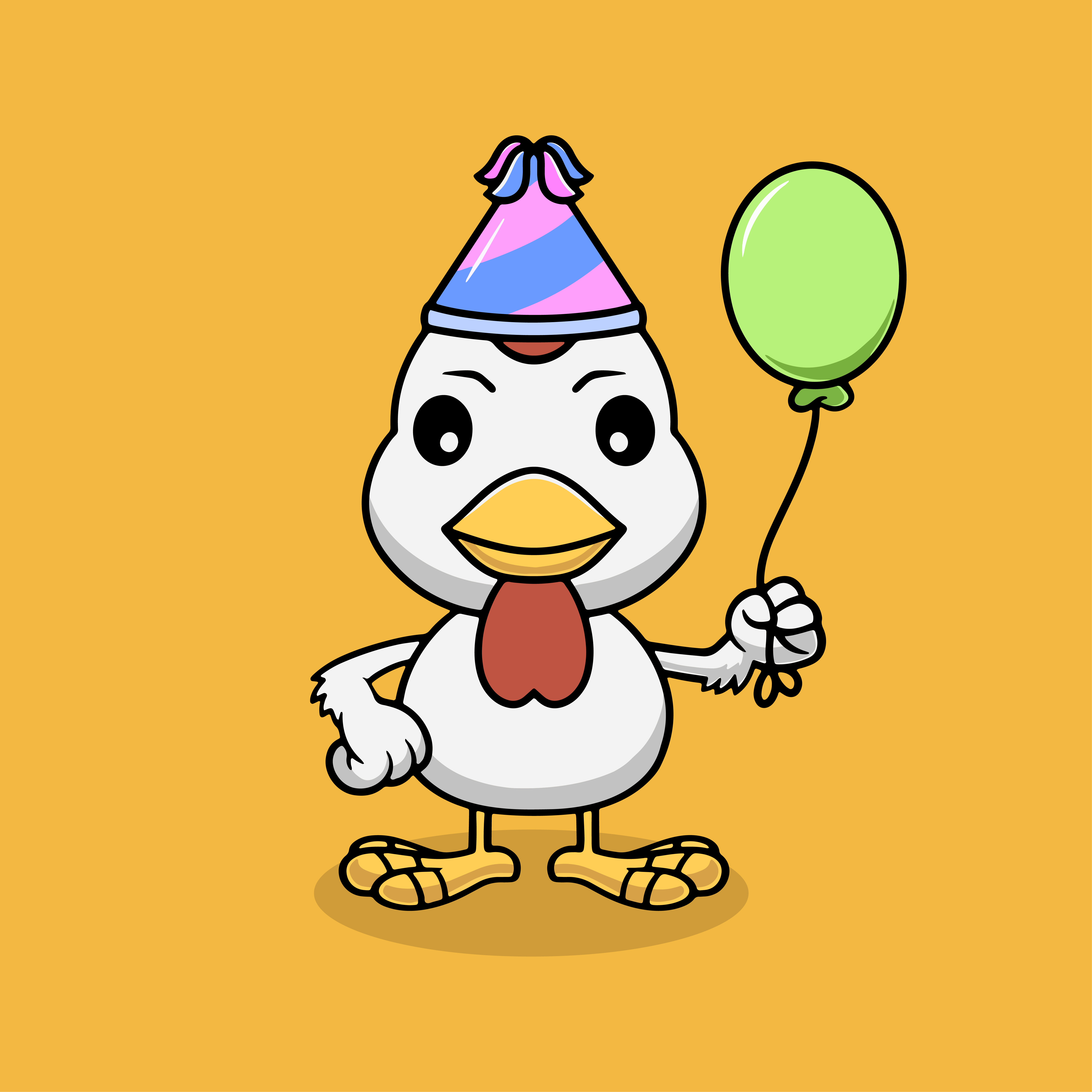 Cute chicken on party cartoon illustration disco