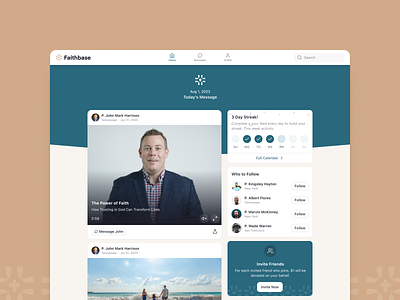 Desktop Faithbase App bible church faithbase feed ministers pastor profile ui ux