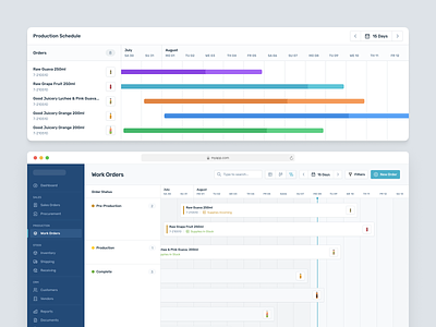 Work Order Timeline dashboard products schedule supply chain timeline ui ux work orders