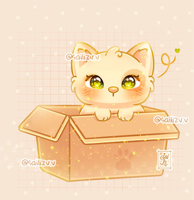 Cat Kawaii by sailizv.v adorable adorable lovely artwork concept creative cute art design digitalart illustration