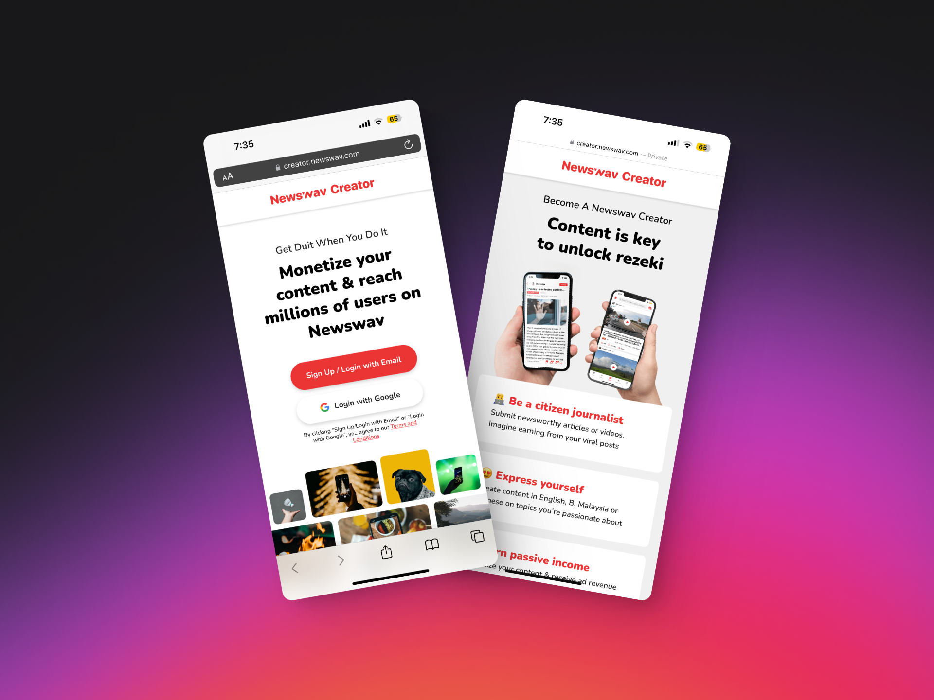Creator Website (Landing page) branding content design graphic landing page lapa malaysian ui uiux web website