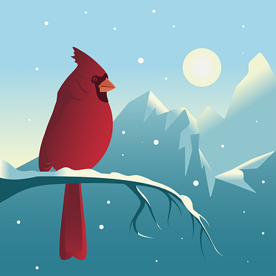 Northern cardinal bird graphic design illustration mountains northern cardinal vector winter