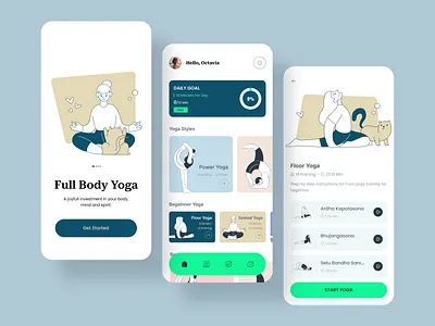 Yoga app - Mobile app app app design clean design fitness health learning meditation minimal mobile app modern simple ui ui design yoga yoga app