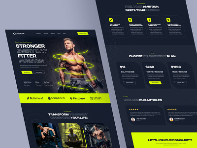 Fitness - Gym Landing Page clean ui fit fitness fitness landing page gym gym landing page landing page minimal trendy ui ux wealth web web design