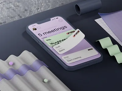 Planning app concept 3d graphic design ui