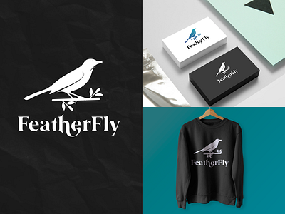 FeatherFly bird branding design graphic design logo magpie bird magpie robin