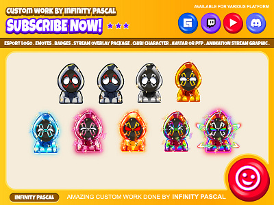 Custom Chibi Avatar Sub or Bit Badges animation custom emotes twitch design discord emotes facebook emotes graphic design illustration logo loyalty badges twitch emotes twitchemotes youtube emotes