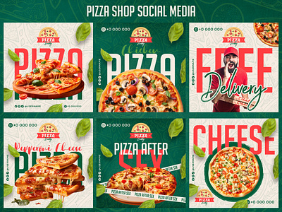 Pizza Shop Social Media adobe illustrator advertising facebook banner flyer graphic design instagram instagram banner marketing social media poster