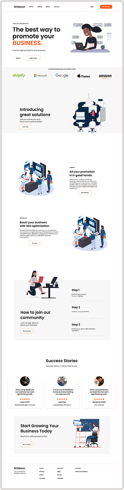 Modern and Minimal UI Design for SEO Boost Company landing page design modern website design professional website design website design website landing page