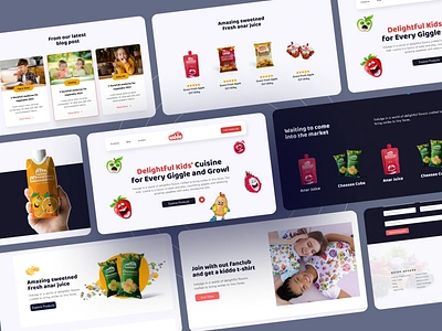 Kiddo UI - Web best ui best ui 2023 best ux childrean chips clean creative design figma food juice kids packaging red restaurant saidur zaman saimon ui ui trend 2024 uitrend uiux ux