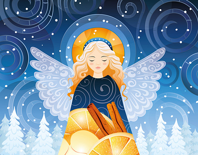Christmas illustration / angel 2d christmas christmas illustration digital art illustration packaging design vector art