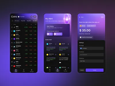 Pricify application coin crypto darkmode technology