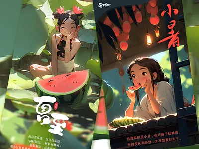 小暑 illustration posters