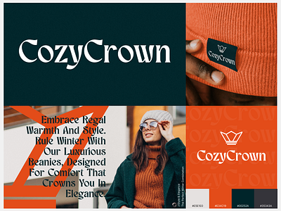 CozyCrown - Logo Design beanie brand brand design branding clothing cozycrown crown design graphic design green hats logo logo icon logo mockup logos mockup design orange