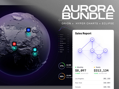 Aurora Bundle 3d animation branding chart dashboard dataviz design desktop graphic design illustration infographic logo motion graphics statistic template ui