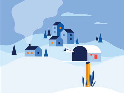 Winter Village - Background Animation animation christmas clean cosy cozy design flat graphic design greeting happy landscape message minimal motion motion graphics new year svg svgator village winter