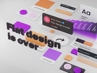 Flat design is over 3d 3d art airbnb black blender blender3d card chevron design flat illustration is loop orange over purple thumbnail twitter typography ui