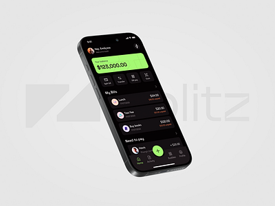 SplitZ - Split Bill Mobile Appication application dark theme mobile mobile app money split bill ui