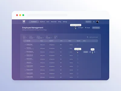 Signmail Dashboard - Employee Management branding design dribbbledesign graphic design logo odusstudio ui ux
