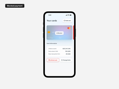 Daily Ui 57 | Blocked Payment Card account bak blockedcard card creditcard dailyui day57 ui