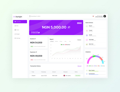 Starlight - Fintech Dashboard analytics dashboard design ui web3