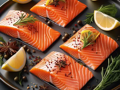 Thinly Sliced salmon fish food graphic design illustration salmon
