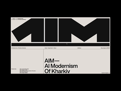 AIM — AI Modernism of Kharkiv [Ukraine] ai animation art avant garde interaction minimalism modernism museum swiss typography ui website