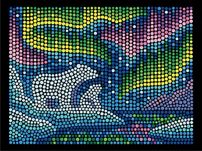 Circles – landscape scenery #7 arctic aurora bear cartoon circle design dot family glacier ice iceberg illustration landscape night north pole northern lights polar scenery sky snow
