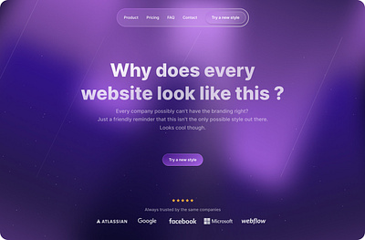 Try a new style... branding landing page saas ui visual design