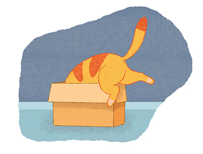 Funny ginger cat in a box animal book illustration cartoon illustration cat children children`s book cute design graphic design illustration kitten postcard poster print design vector